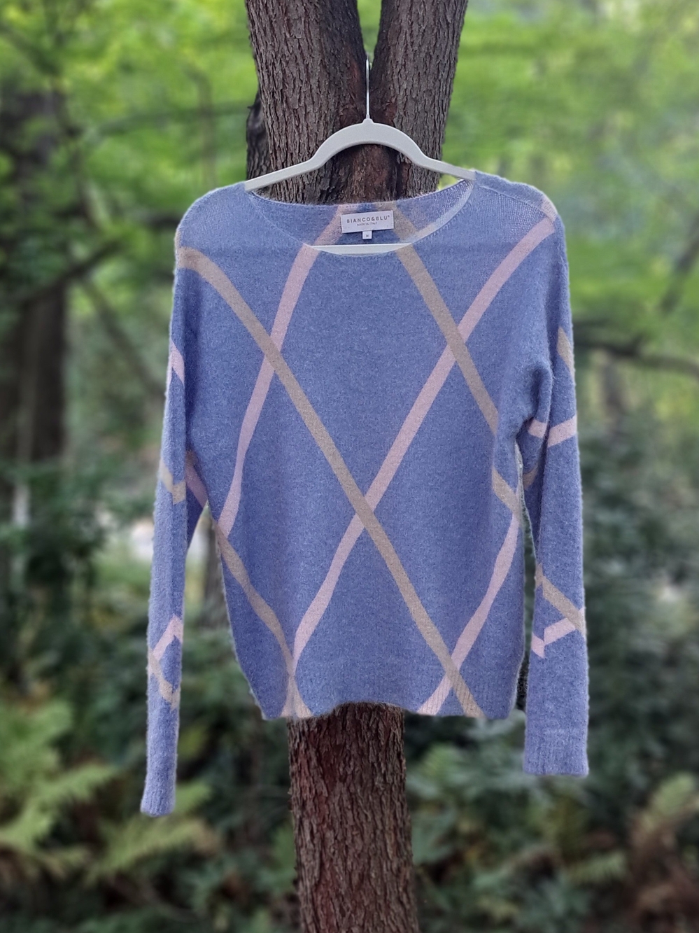 Bianco & Blu Periwinkle Plaid Crewneck Sweater